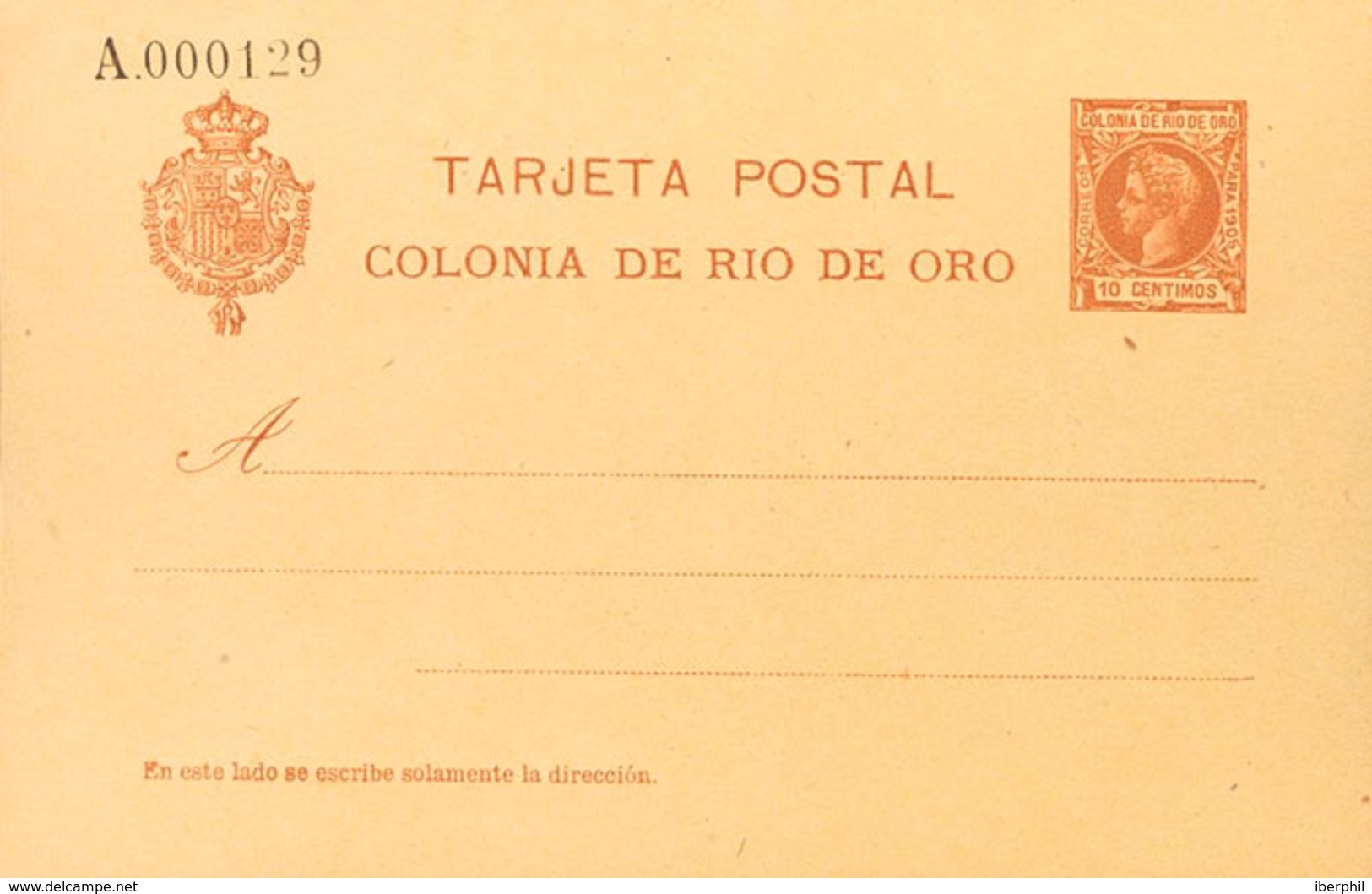 1578 1905. (*) EP1. 10 Cts Castaño Sobre Tarjeta Entero Postal. MAGNIFICA Y RARA. Edifil 2018: 190? - Rio De Oro