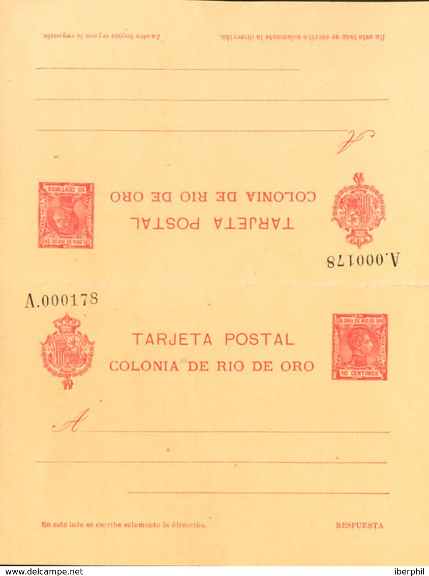 1579 1907. (*) EP3/4. 10 Cts Carmín Sobre Tarjeta Entero Postal Y 10 Cts+10 Cts Carmín Sobre Tarjeta Entero Postal De Id - Rio De Oro