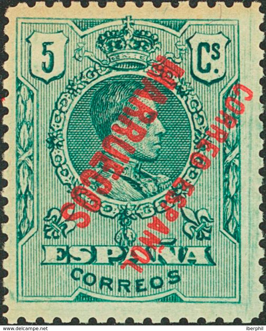 1585 1909. * 2hi. 5 Cts Verde. Variedad SOBRECARGA INVERTIDA. MAGNIFICO. Edifil 2013: 125? - Spanish Morocco