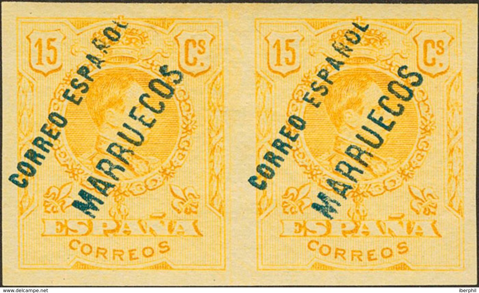 1589 1921. * 15s(2). 15 Cts Amarillo, Pareja. SIN DENTAR. MAGNIFICA. Edifil 2018: 130? - Spanish Morocco