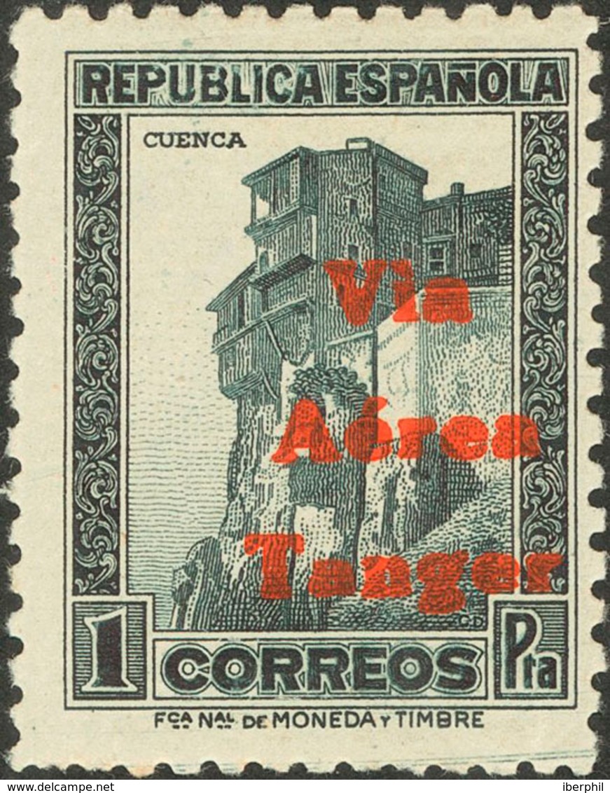 1609 1939. * 138hcc. 1 Pts Pizarra. Variedad CAMBIO DE COLOR DE LA SOBRECARGA, En Carmín. MAGNIFICO. Edifil 2013: 60? - Marruecos Español