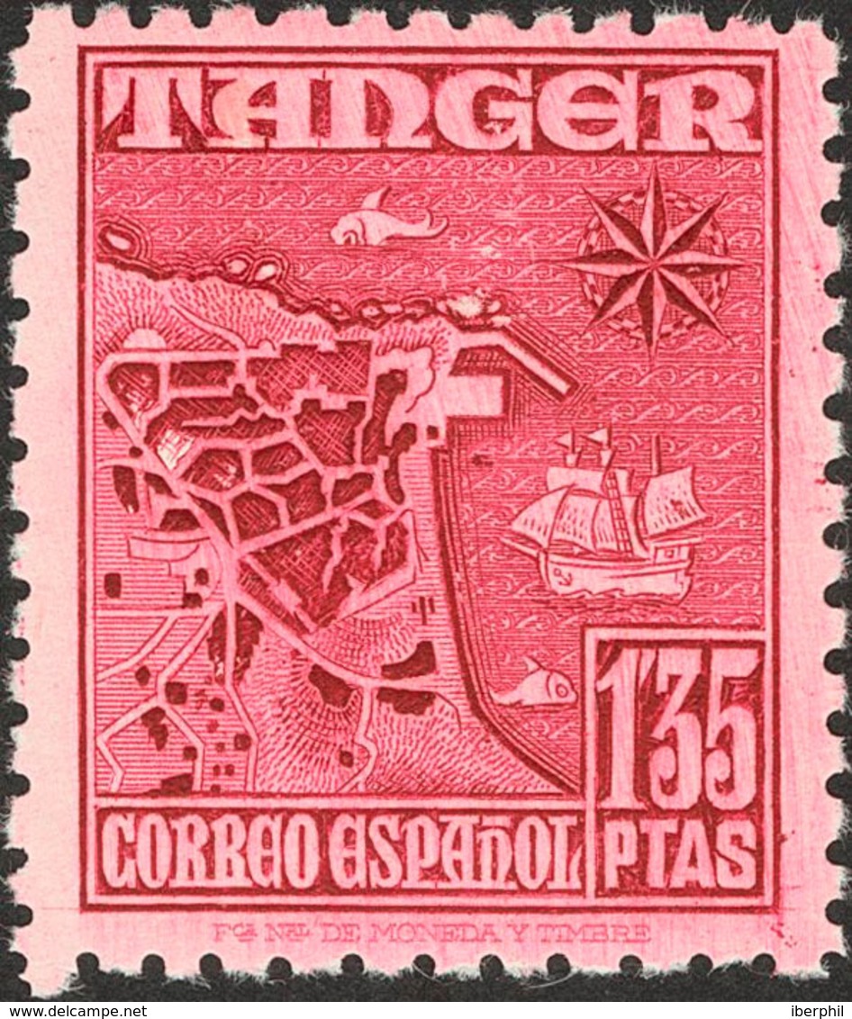 1620 1948. ** 162ec. 1'35 Pts Carmín Vinoso. Variedad CAMBIO DE COLOR. MAGNIFICO Y RARO. Edifil 2013: 155? - Marruecos Español