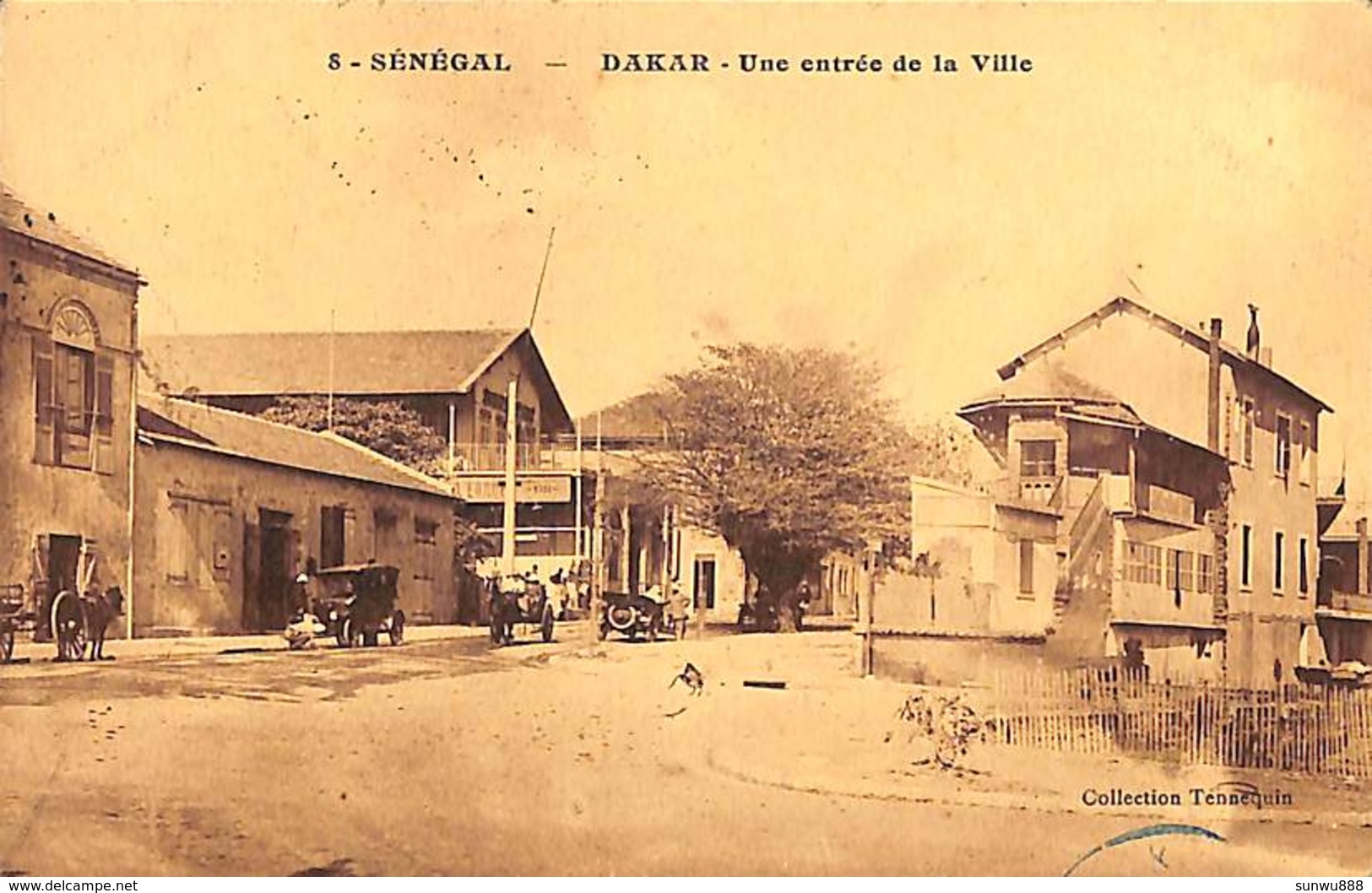 Sénégal - Dakar - Une Entrée De La Ville (animée, Oldtimer, Collection Tennequin, Timbre 1924) - Sénégal