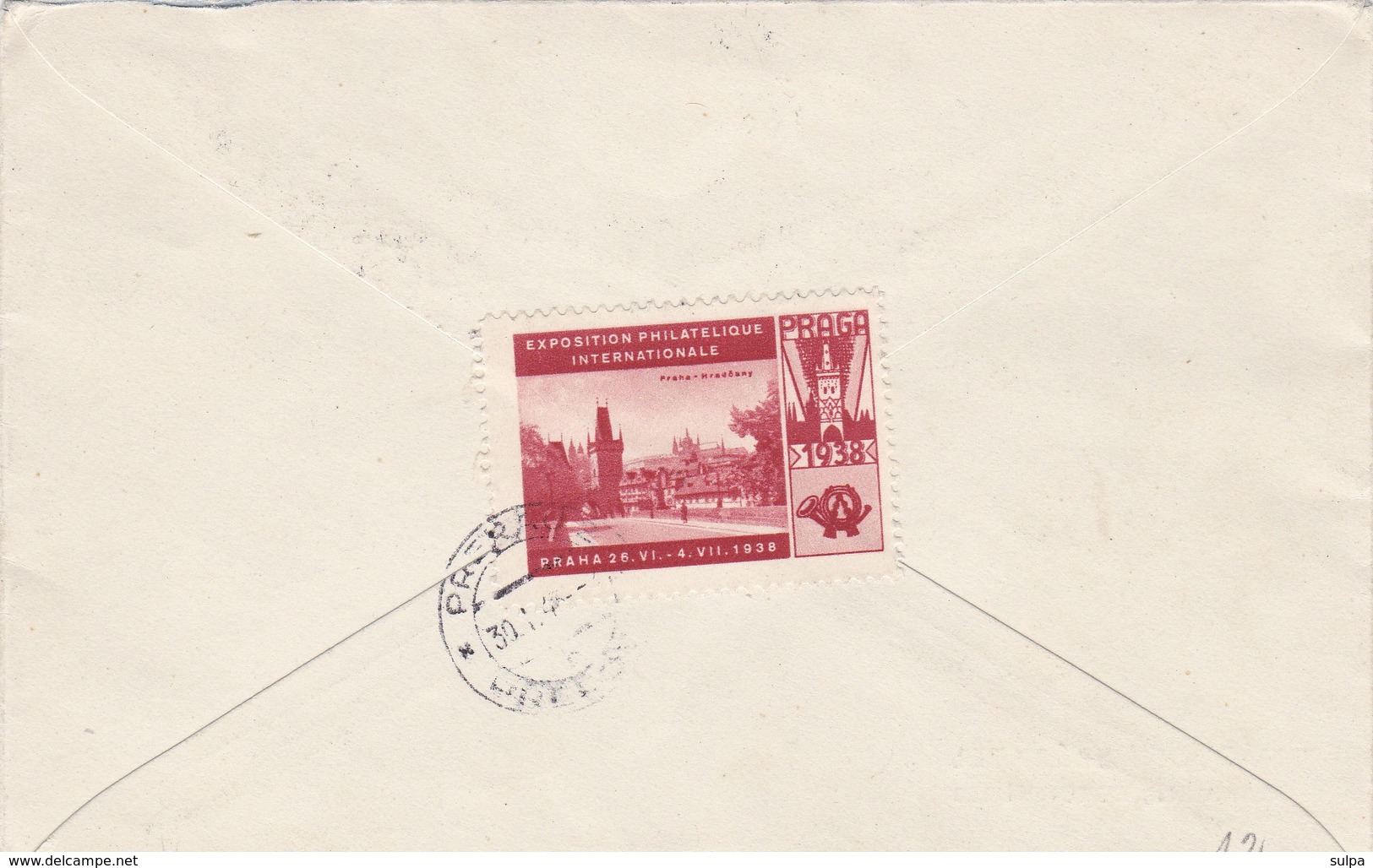 Registered Letter, Tied Vignette PRAGA 1938 - Briefe U. Dokumente