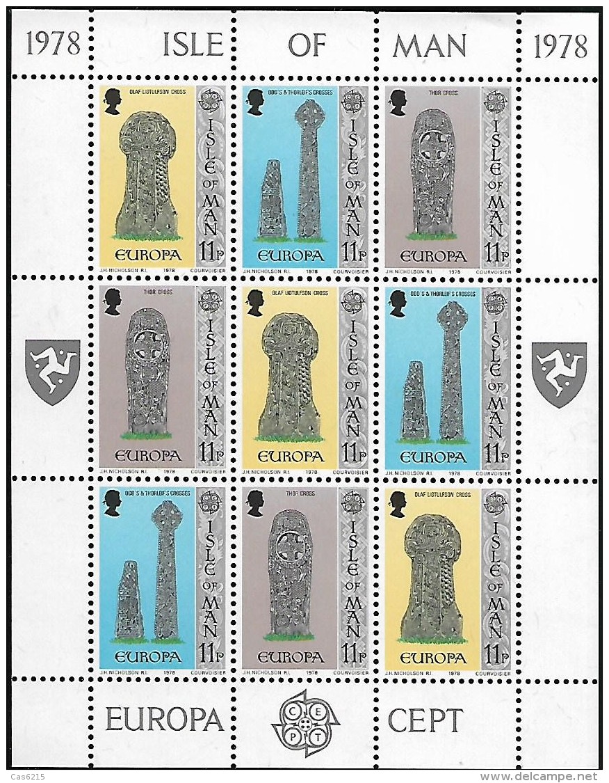 Île De MAN Island Of MAN  1978 Europa Croix Tombeaux Celtes Pierres Tombales Nordiques,  2 Feuillets Mnh - 1978