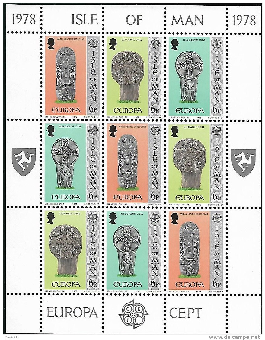 Île De MAN Island Of MAN  1978 Europa Croix Tombeaux Celtes Pierres Tombales Nordiques,  2 Feuillets Mnh - 1978