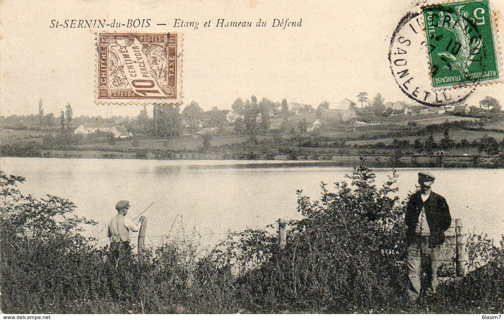 CPA - SAINT-SERNIN-du-BOIS (71) - Aspect Du Hameau Du Défend Et De L'Etang En 1909 - Other & Unclassified