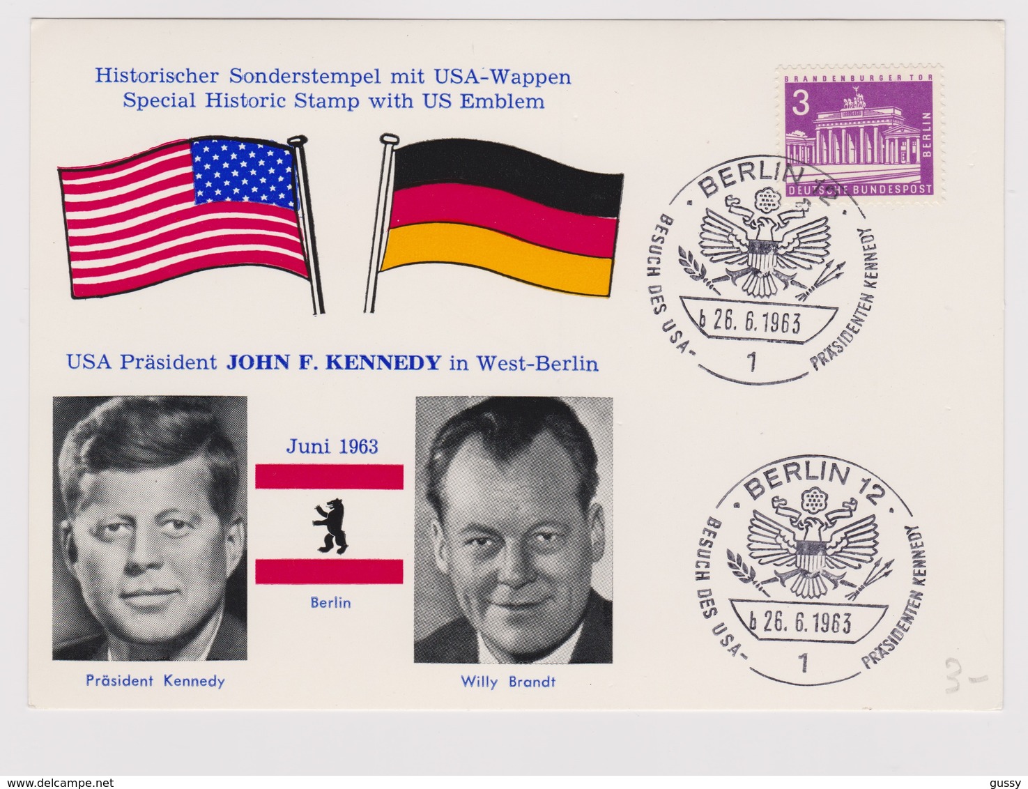 ALLEMAGNE  BERLIN 1963 :   Visite Du Président Des Etats-Unis J-F Kennedy à Berlin-Ouest - Lettres & Documents