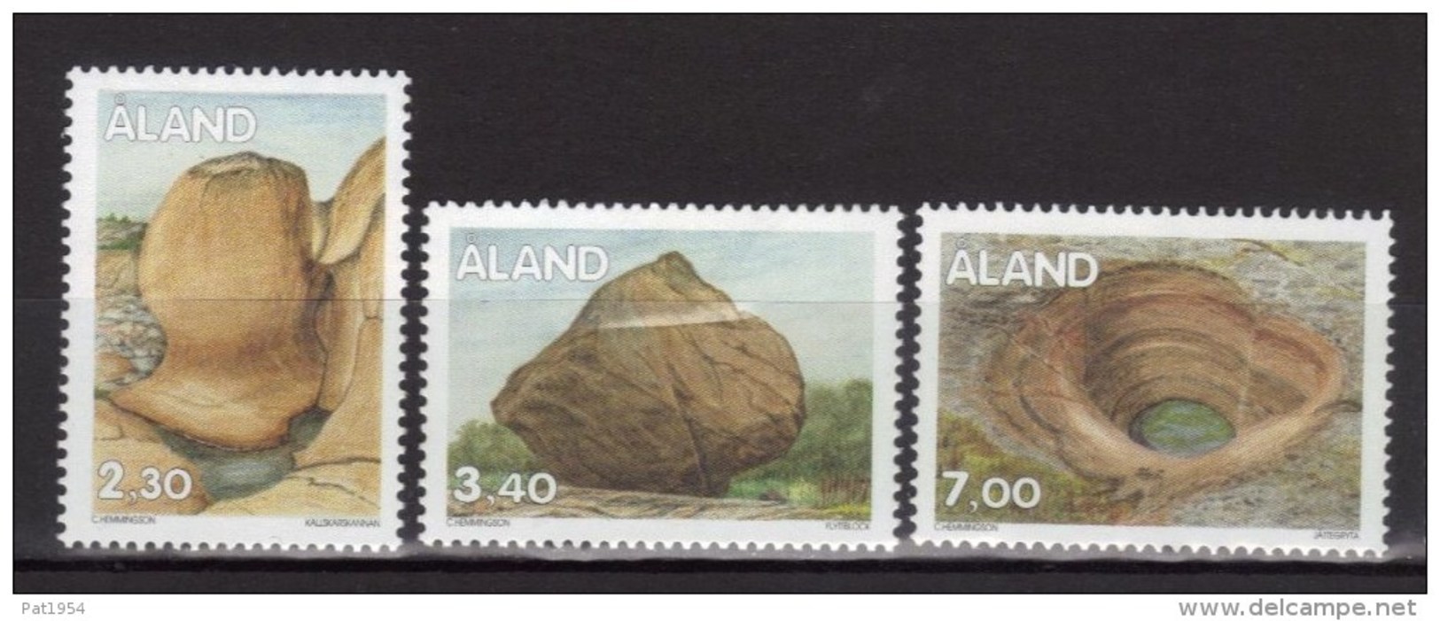 Aland 1995 N°92/94 Neufs Roches Glaciaires - Ålandinseln