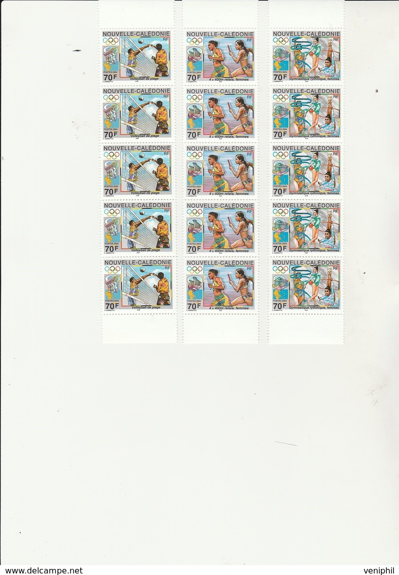 NOUVELLE - CALEDONIE -  J.O. ATHENES N° 929 A 931 - NEUF XX - BANDE DE 5 - ANNEE 2004--COTE : 24 € - Unused Stamps