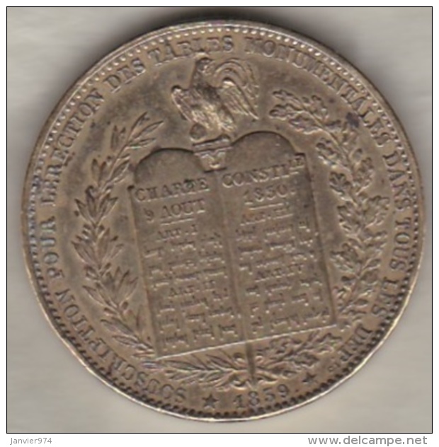 Médaille Louis Philippe I. Erection Des Tables Monumentales 1839 - Module Du Décime - Autres & Non Classés