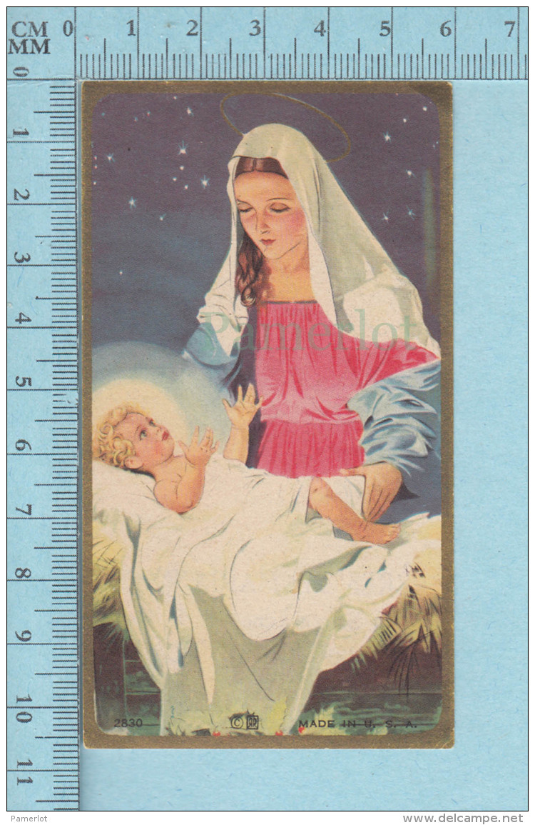 RR 2830, Gold Print - Noel,  Jesus Les Bras Ouvert Dans La Crèche Regardant Marie-  Image Pieuse, Holy Card, Santiti - Images Religieuses