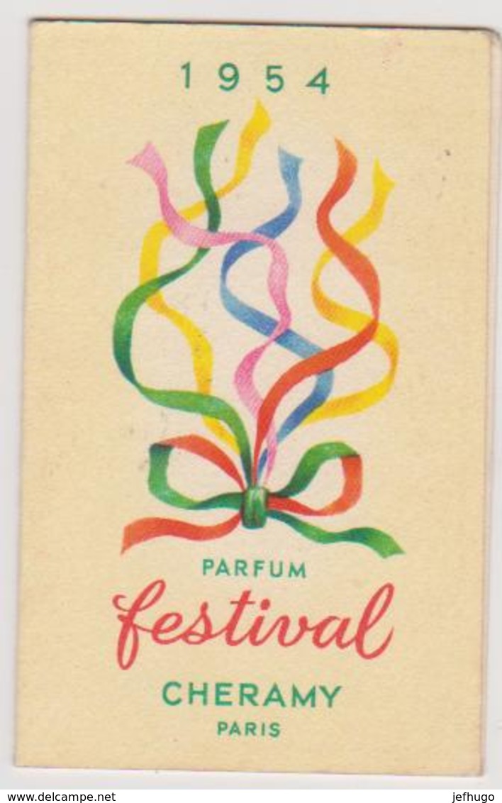 781 _ CALENDRIER PARFUM FESTIVAL CHERAMY 1954 .PAUL FORGUES MERCERIE BAZAR PARFUMERIE . TARASCON SUR ARIEGE - Petit Format : 1941-60