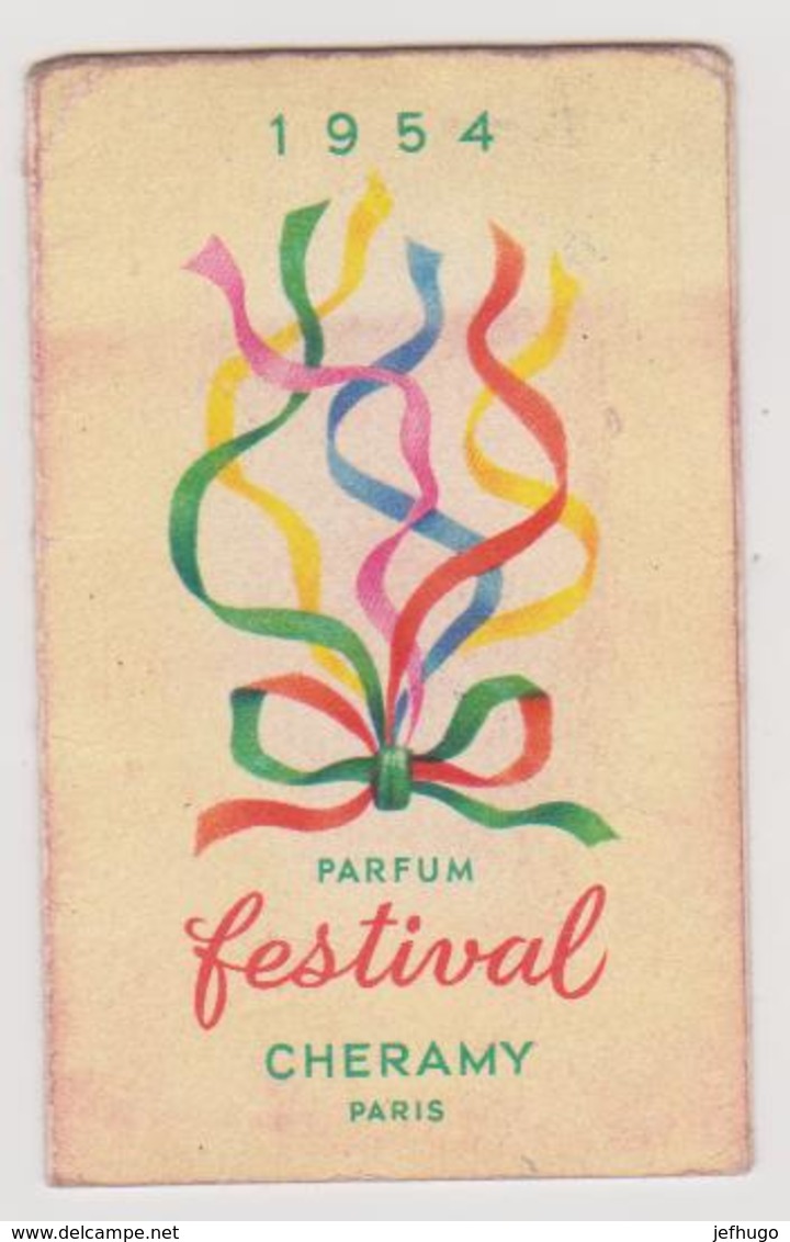 781 _ CALENDRIER PARFUM FESTIVAL CHERAMY 1954 . NOEL COIFFEUR DAMES DEPOSITAIRE LANCOME . TARASCON SUR ARIEGE - Petit Format : 1941-60