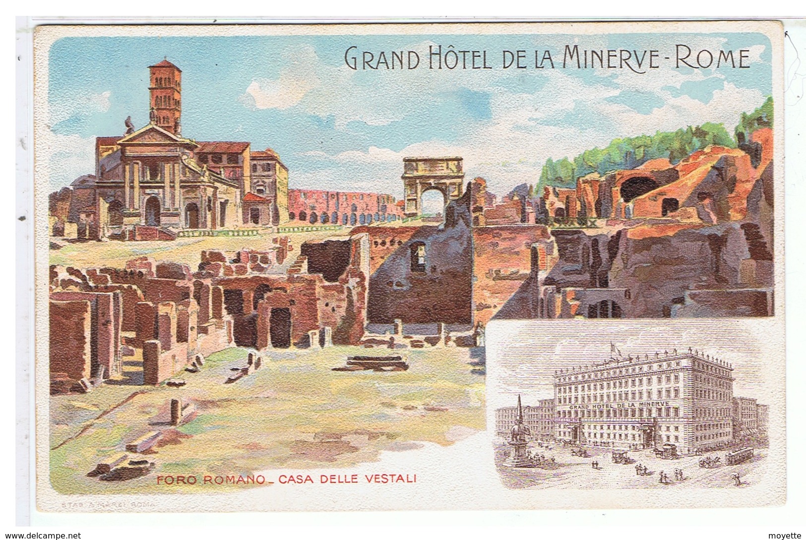 CPA-ILLUST-N.SIGNE-ITALIE-ROME-EDITION DU GRAND HOTEL DE LA MINERVE-CASA DELLE VESTALI- - 1900-1949