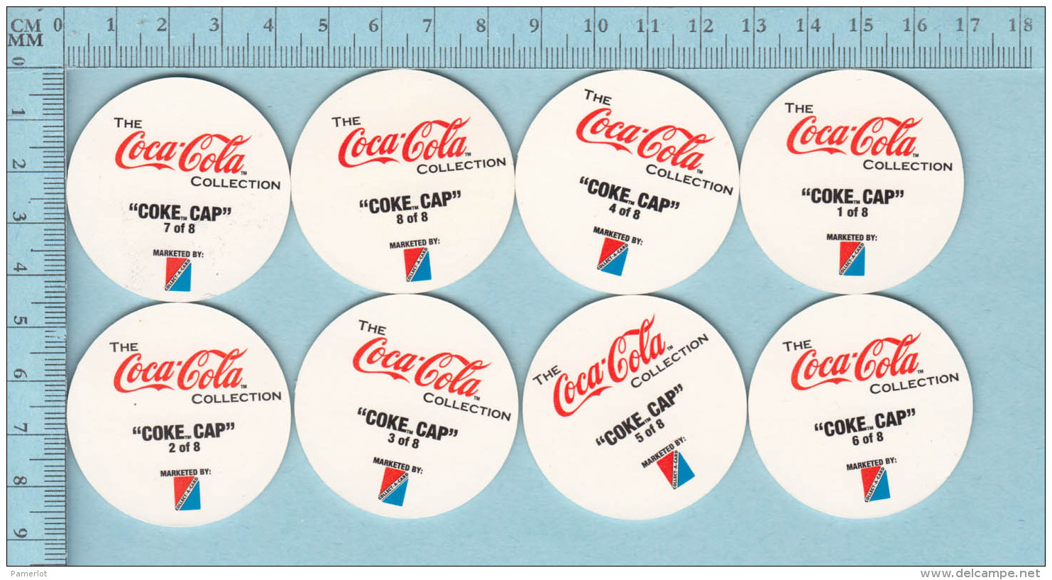 Pogs, Originale Serie #1 Au Complet, 8 De 8  - Coca-Cola, Coke Cap Pugs, - Autres & Non Classés