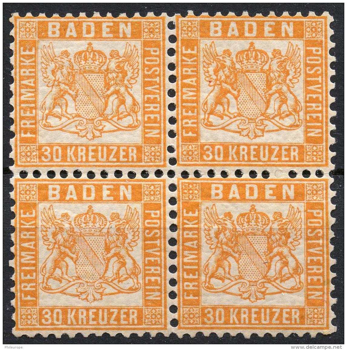 Allemagne Bade (1862) N 21 (Luxe) Bloc De 4 - Other & Unclassified