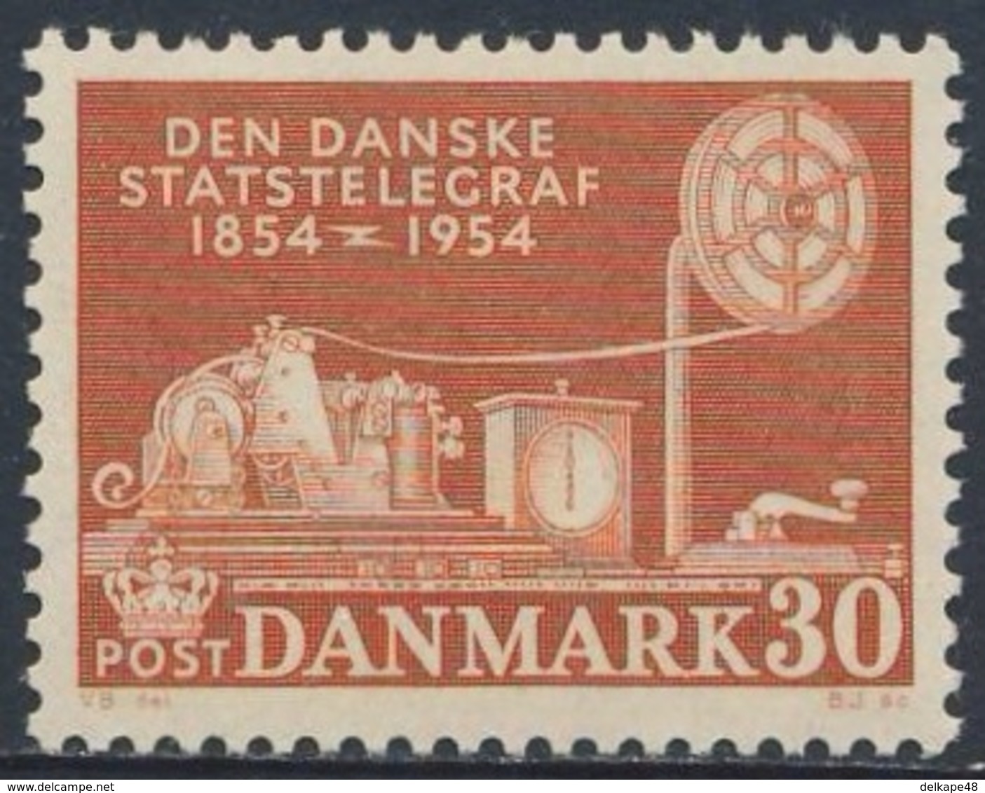 Danmark Denmark Dänemark 1954 Mi 351 YT 351 ** Telegraph Table (1854) / Morseapparat (1854) - 100 Jahre Telegraphie - Télécom