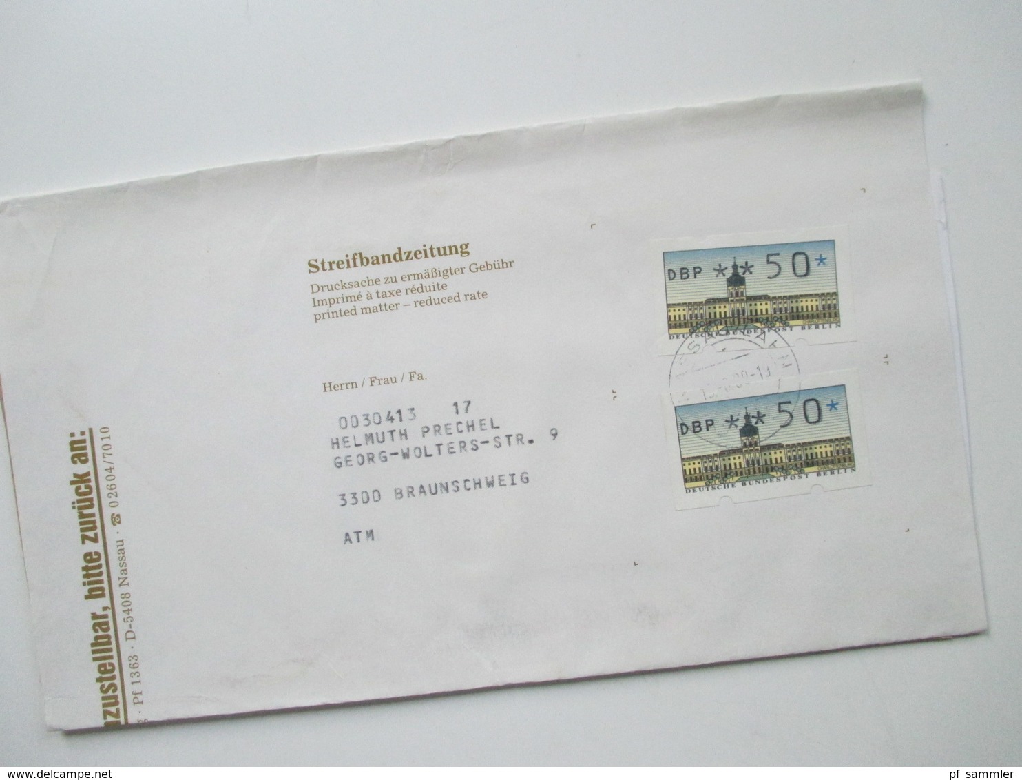 Berlin 1988 ATM / Automatenmarken auf Streifbandzeitung 15 Stück. Verschiedene Portostufen. Stöberposten
