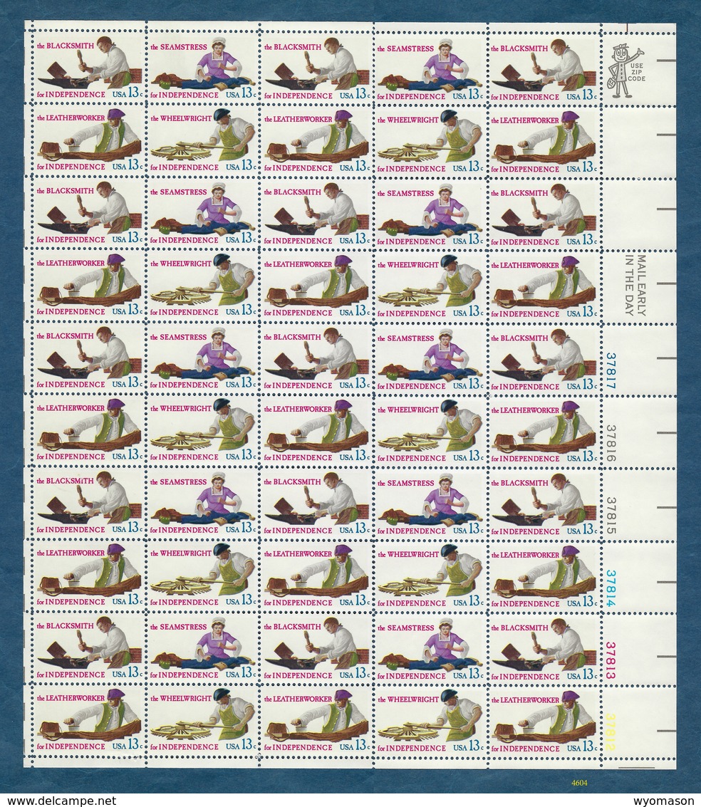 Skilled Hands For Independence - Scott #1717-1720 - Full Sheet - 13 Cent MNH [#4604] - Fogli Completi