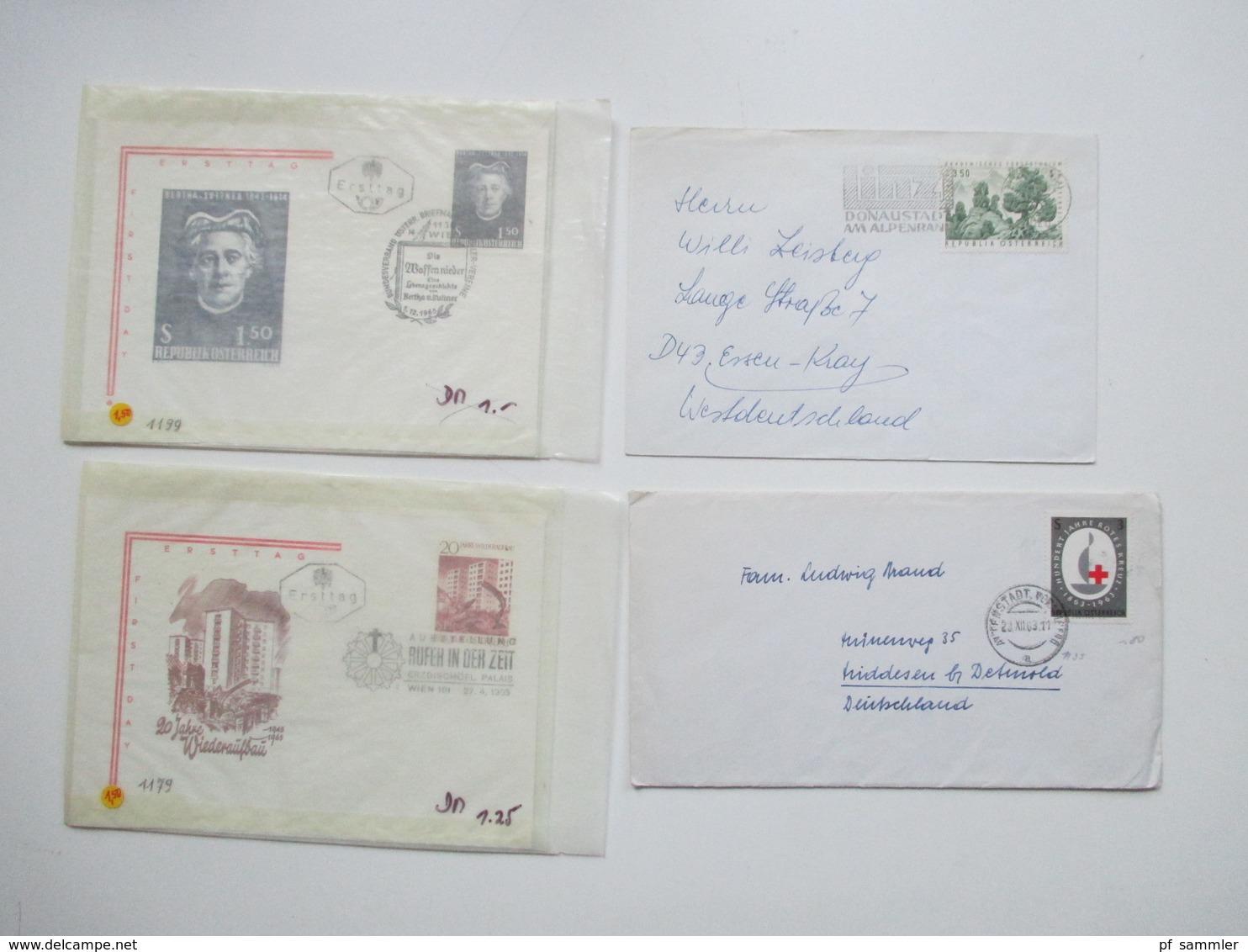 Österreich ab 1877 bis 1970er Jahre Belege / Postkarten / GA. Stöberposten. Viel 1950/60er Jahre! FDC / Bedarf.