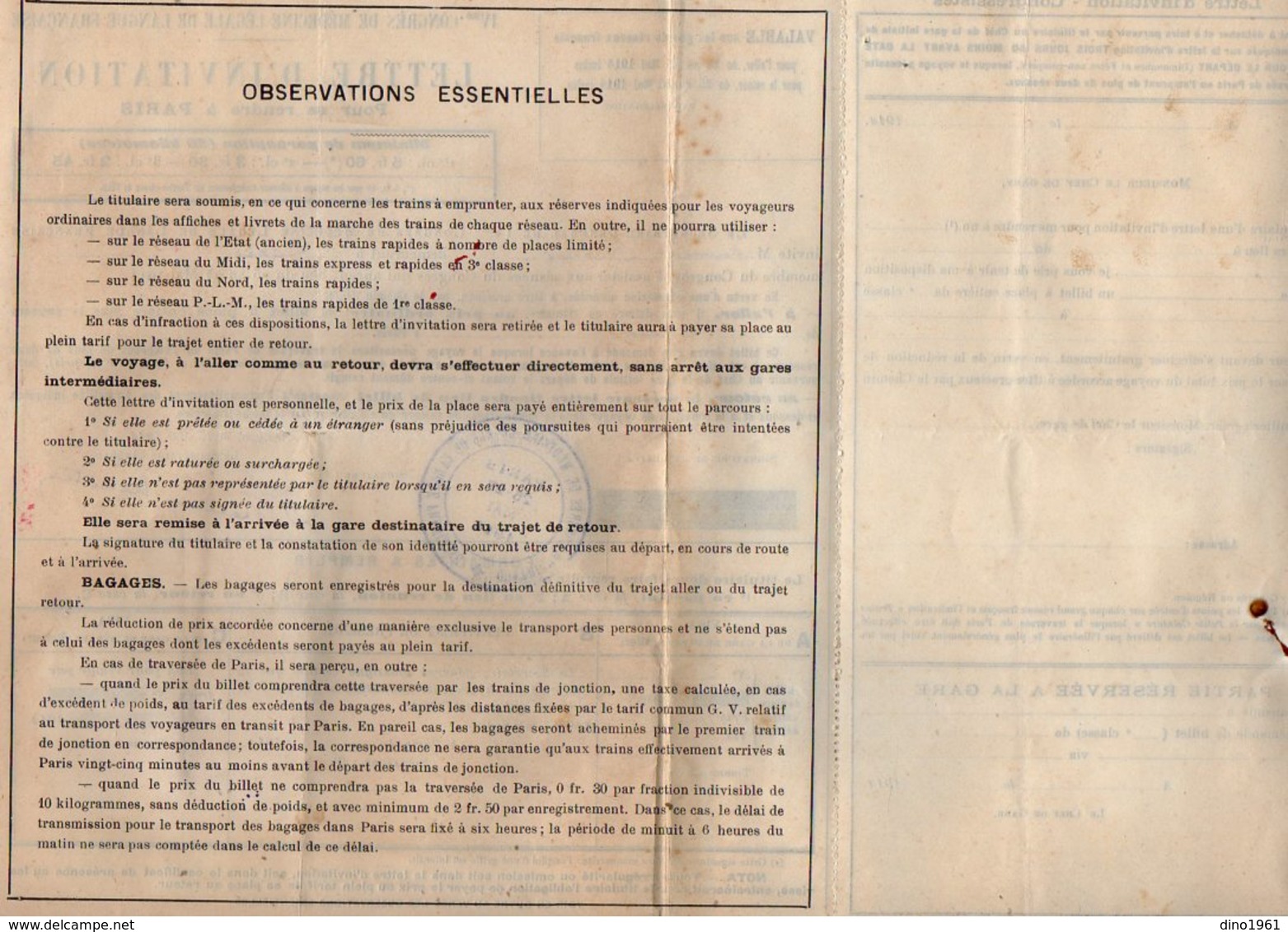 VP12.079 - LYON 1914 - 4è Congrès De Médecine - Lettre D'invitation Pour Se Rendre De CAEN à PARIS Par Le Chemins De Fer - Autres & Non Classés