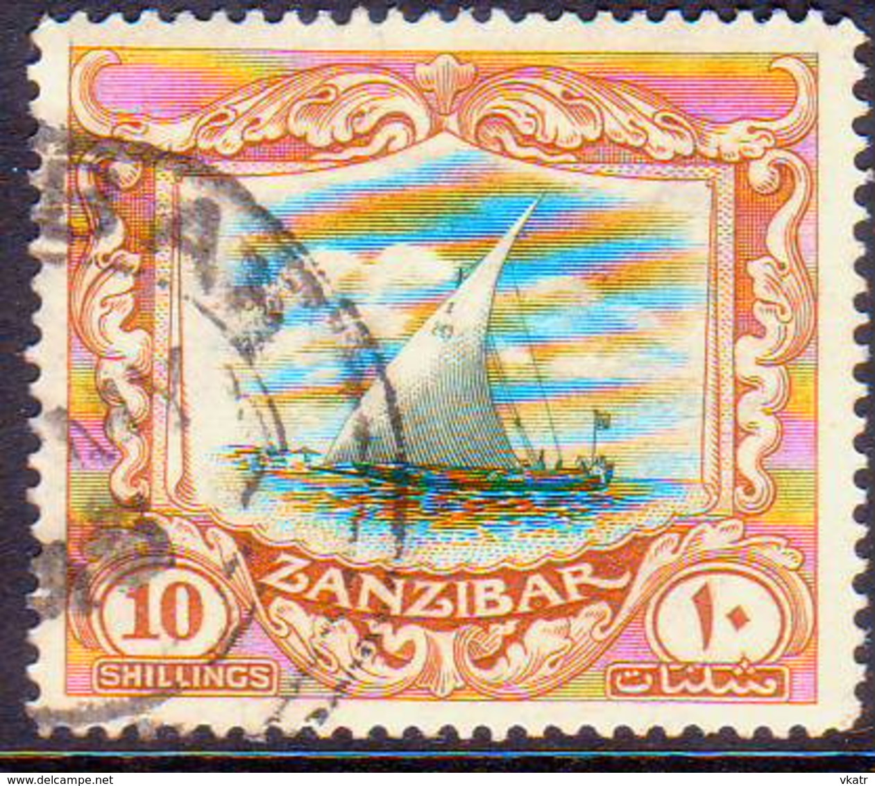 ZANZIBAR 1936 SG #322 10s Used CV £32 - Zanzibar (...-1963)