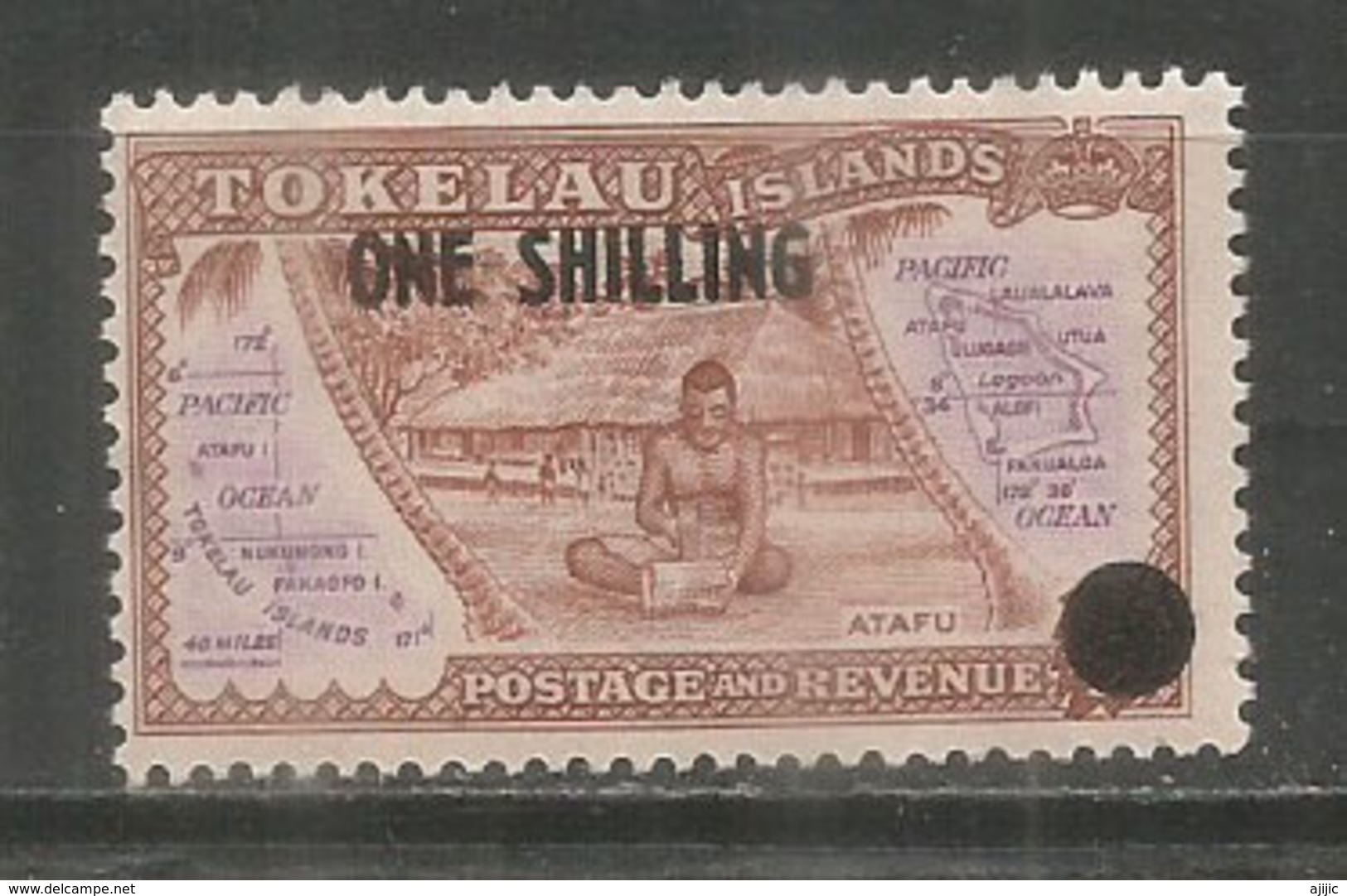 Carte Des Iles, Timbre Rare, Surchargé ONE SHILLING, Annee 1956.  Neuf ** - Tokelau