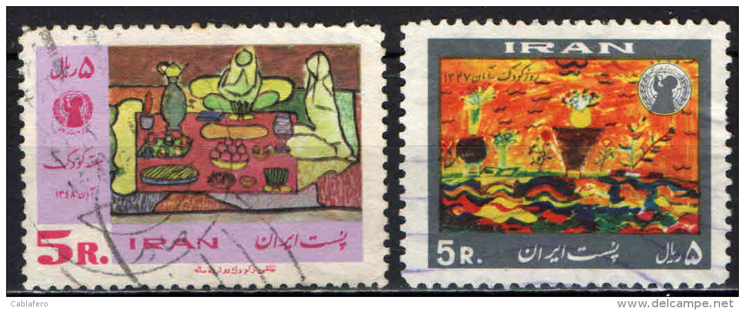 IRAN - 1969 - SETTIMANA DEL FANCIULLO - DISEGNI DI BAMBINI - USATI - Iran