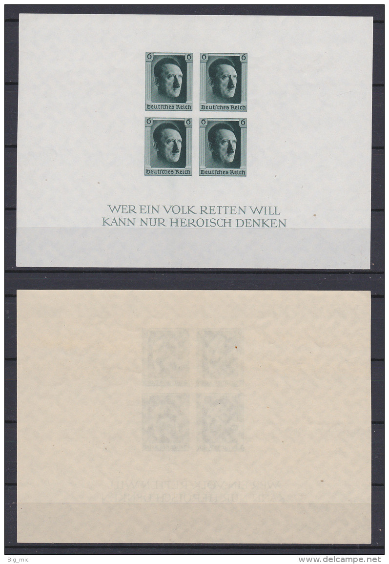 GERMAN REICH 1937 Hitler Birthday Sheet Imperf. Mint ** B103 (Mi.647 Block8) - Nuovi