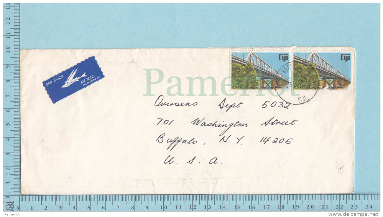 Fiji, Fidji , 1983,  Bridge Nauson, Air Mail To Buffalo N.Y. USA - Fiji (1970-...)