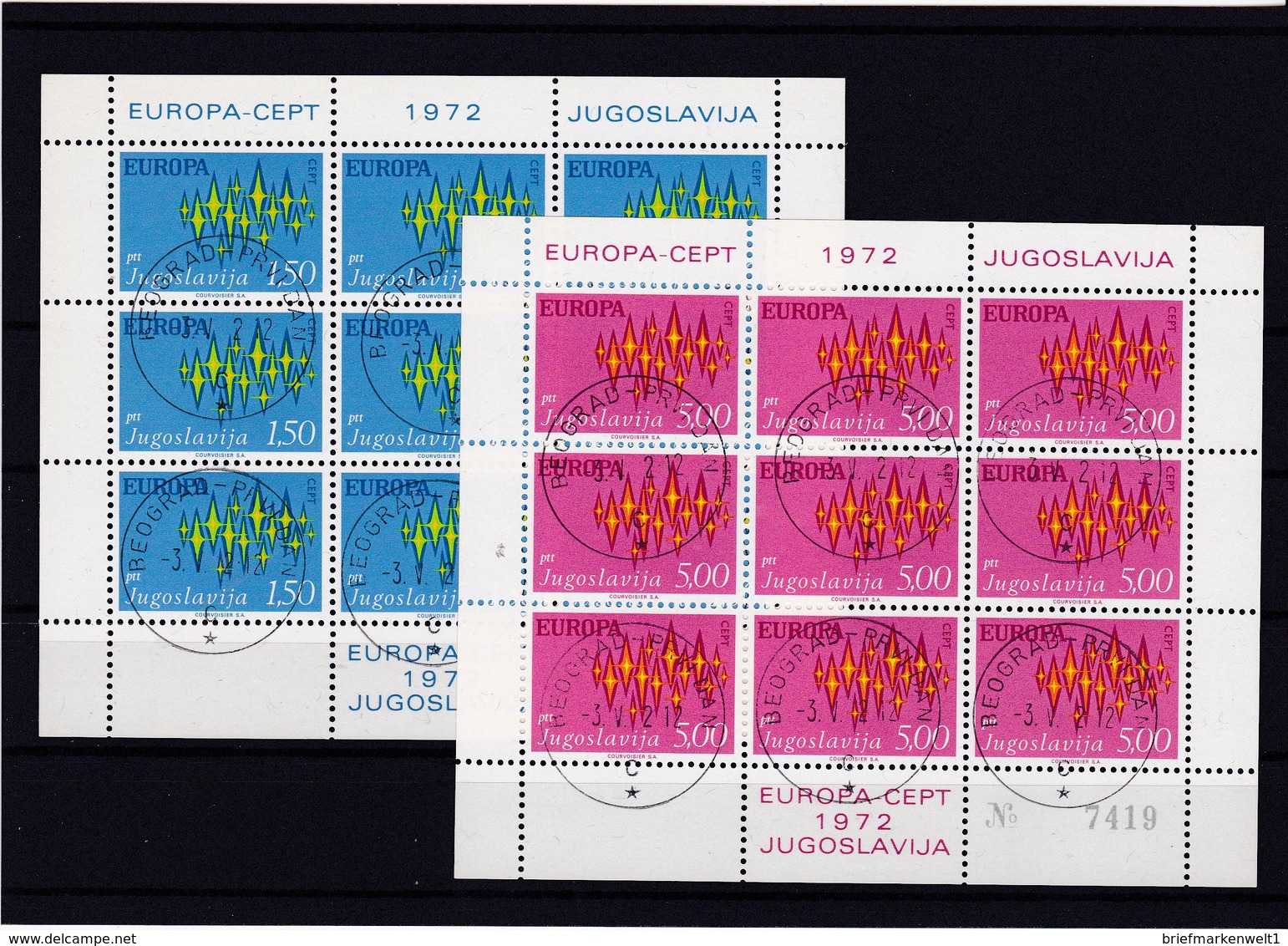 Europa Cept, Jugoslawien, KB Nr. 1457/58, Gest. (K 2812) - 1972