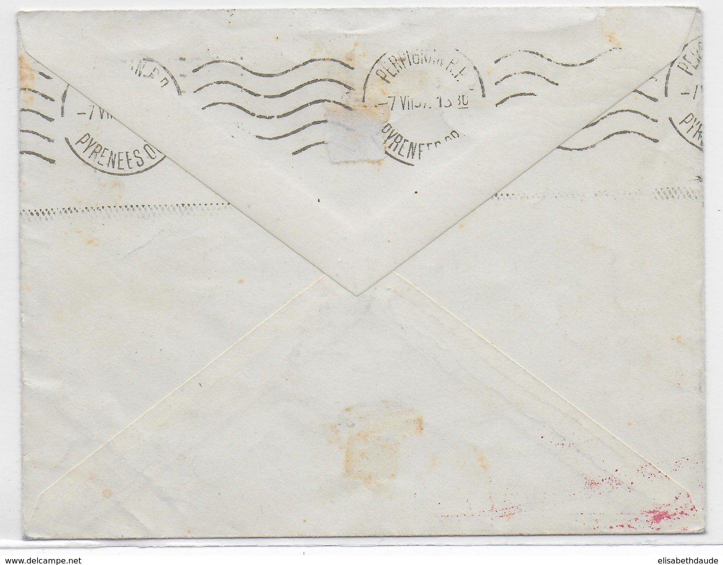 1937 - LETTRE Par AVION De PARIS => PERPIGNAN - 1° COURRIER AERIEN SANS SURTAXE - 1927-1959 Lettres & Documents