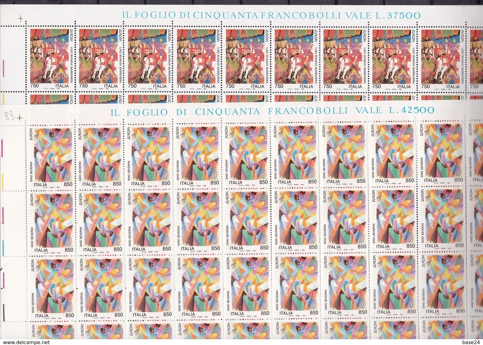 1993 Italia Italy Repubblica EUROPA CEPT EUROPE 50 Serie Di 2v. In Foglio MNH** Sheet - 1993