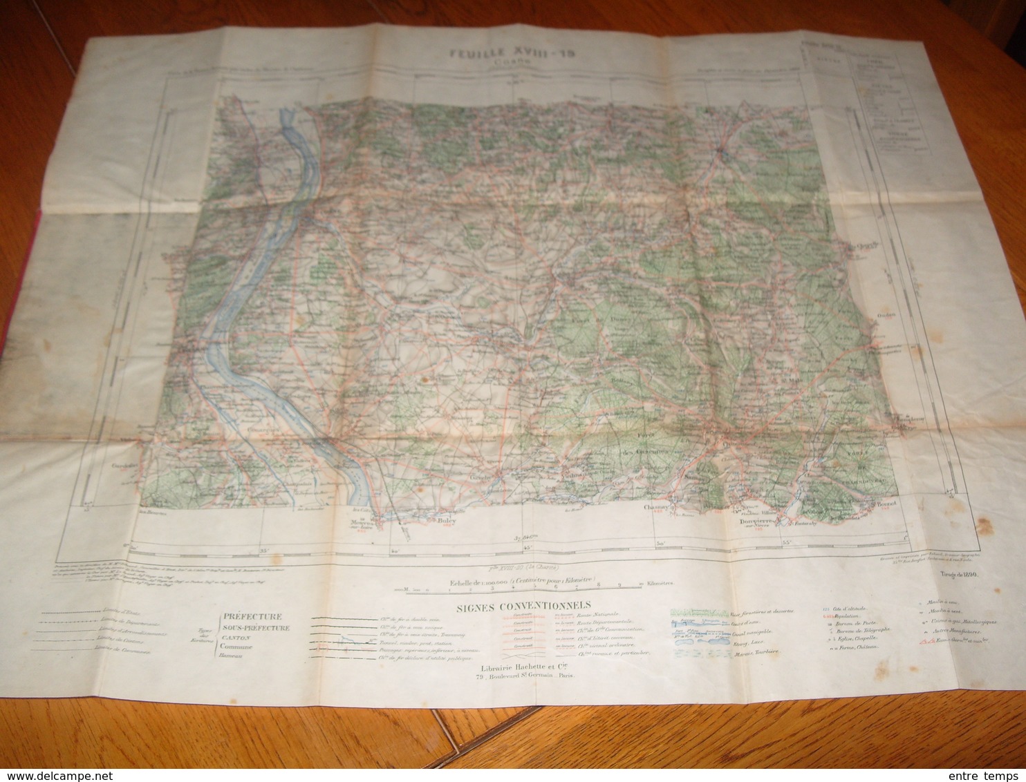 Carte Hachette Cosne Sur Loire Et Région Tirage 1890 - Carte Stradali