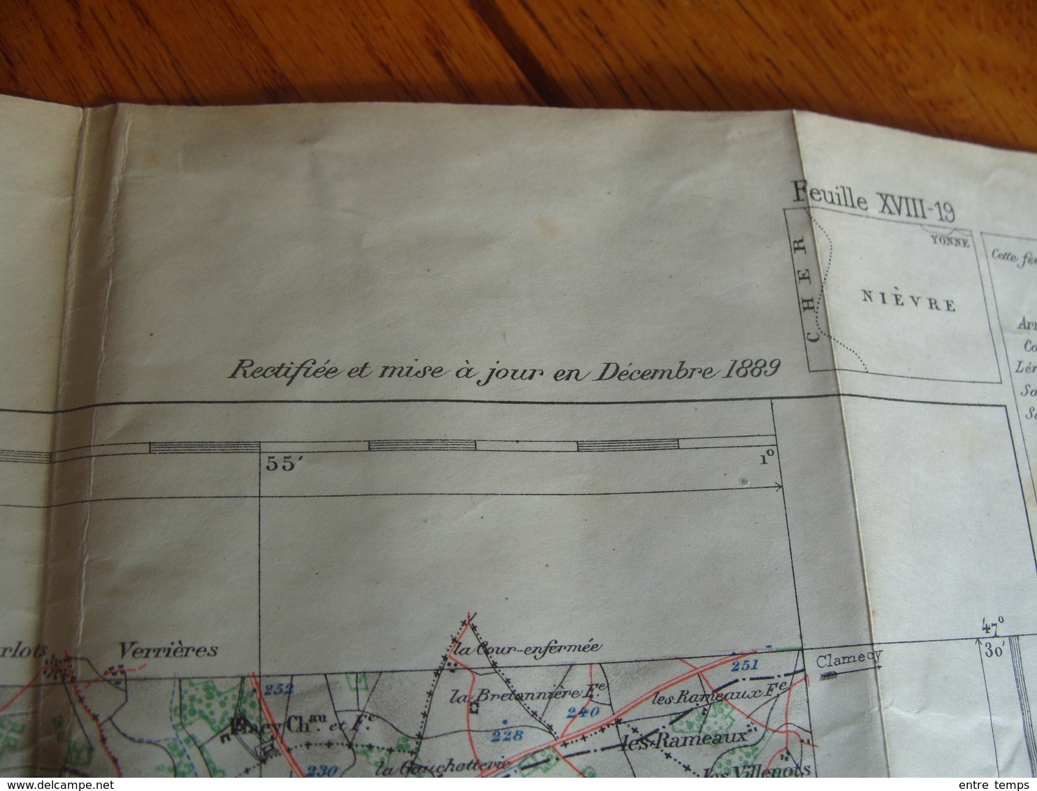 Carte Hachette Cosne Sur Loire Et Région Tirage 1890 - Cartes Routières