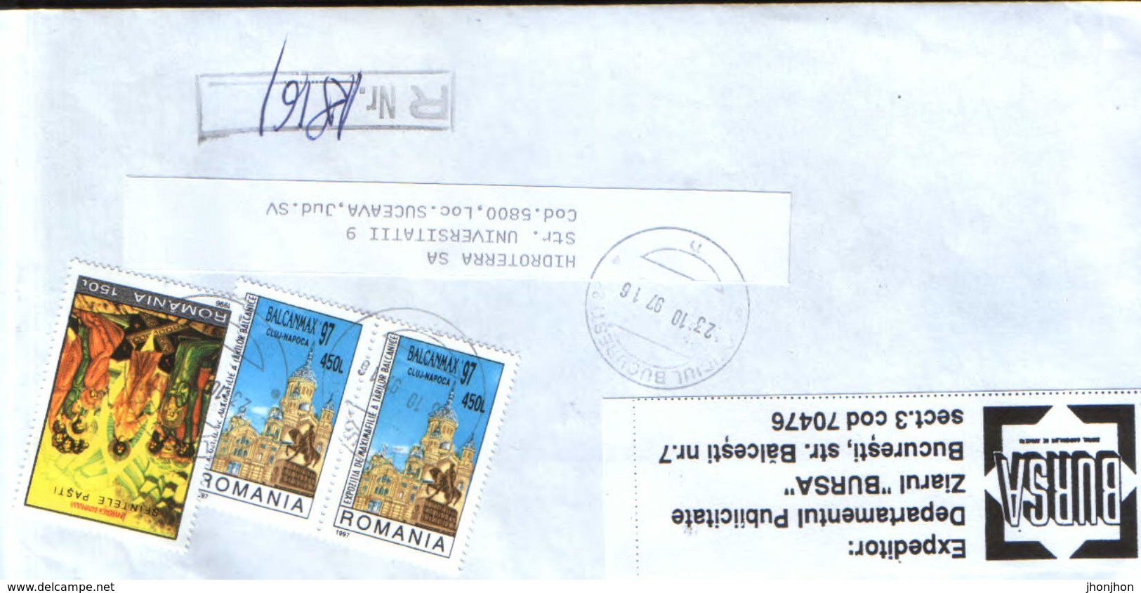 Romania - Registered  Letter Circulated In 1997  - 2/scans - Cartas & Documentos