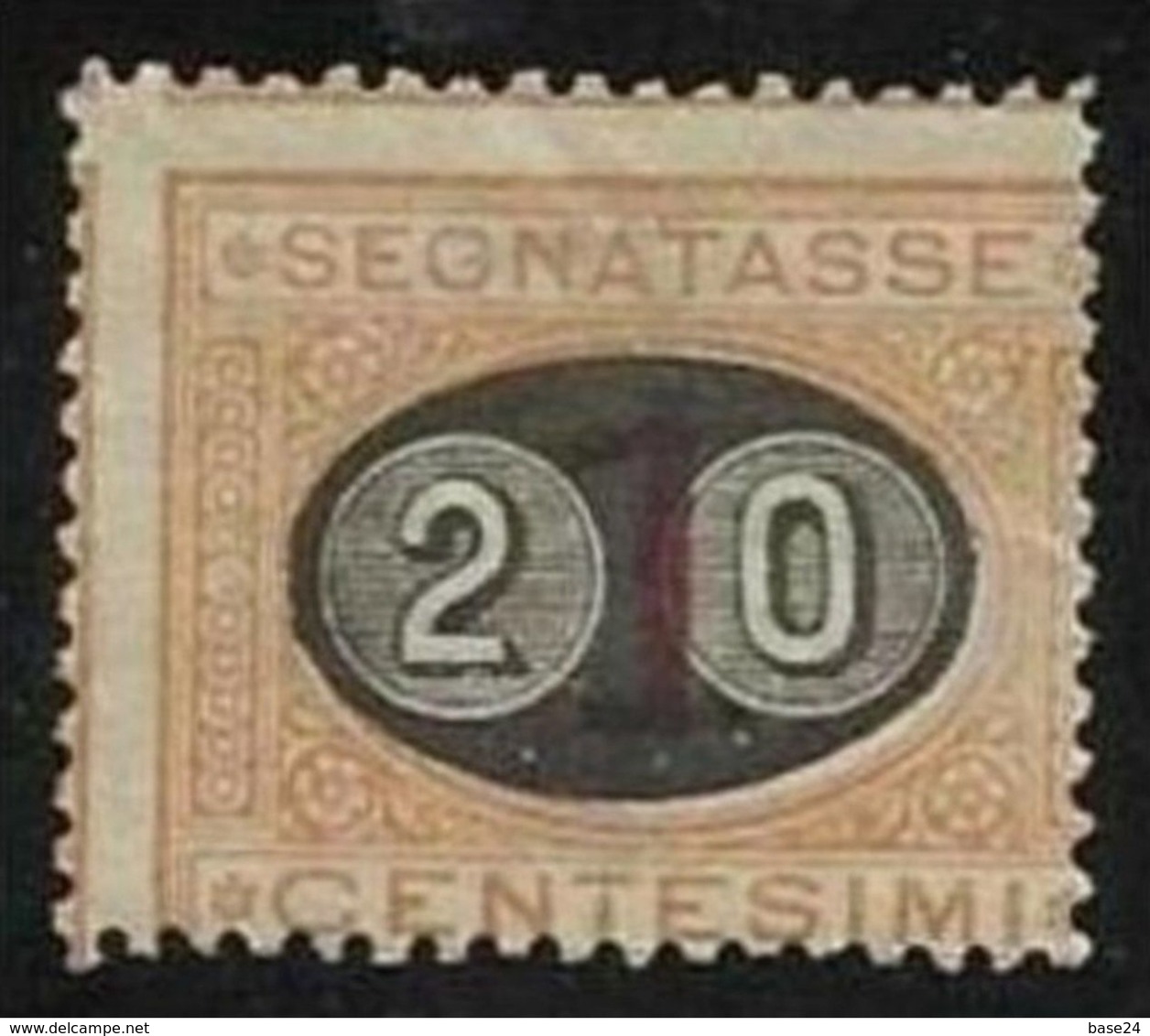 1890 Italia Italy Regno SEGNATASSE  POSTAGE DUE 20c Su 1c Ocra Carminio (18c) MH* Varietà 'Dentellatura Fortemente Spos. - Postage Due