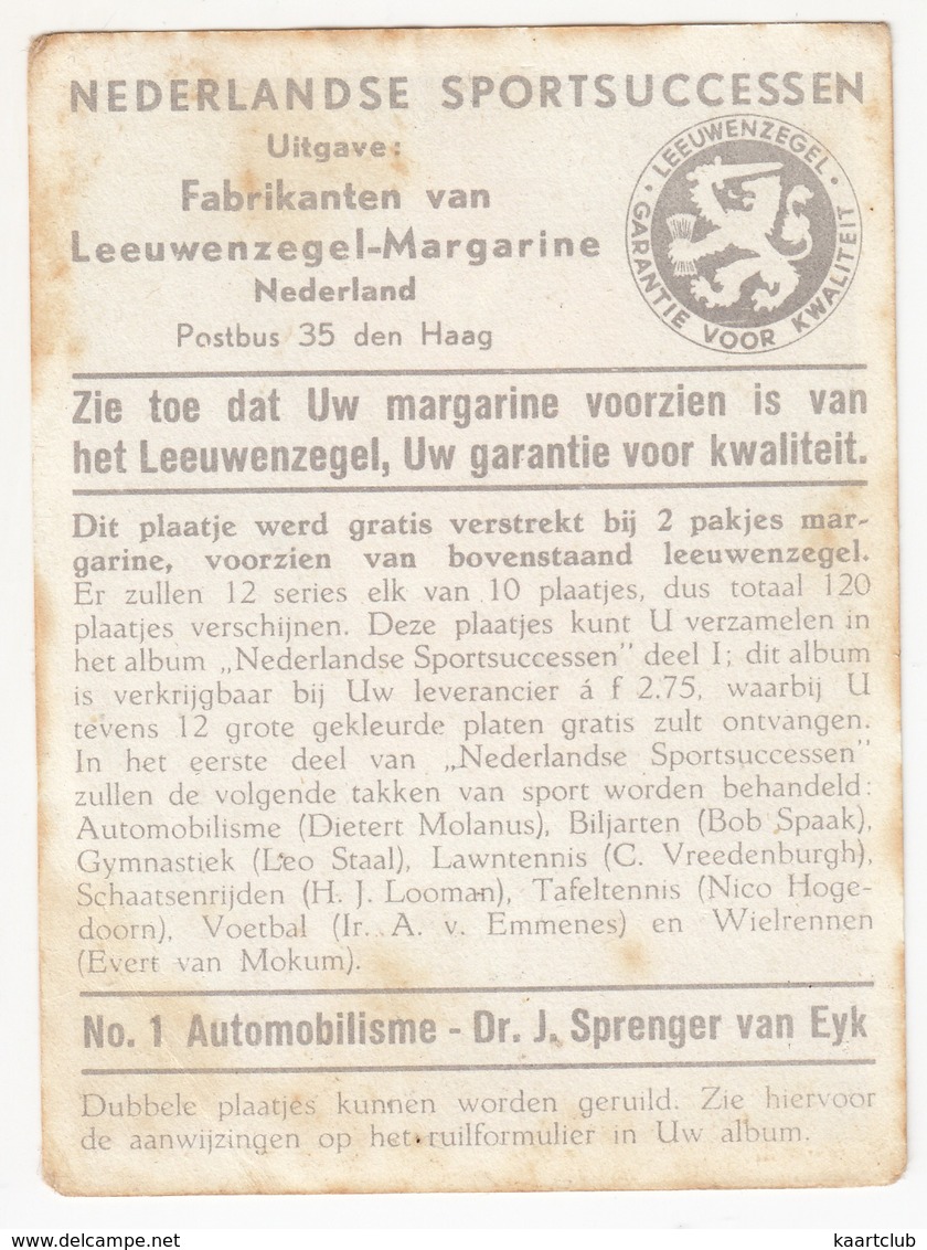 No. 1 Automobilisme - Dr. J. Sprenger Van Eyk - (RALLYE COUREUR) - Nederlandse Sportsuccessen - LEEUWENZEGEL-MARGARINE - Andere & Zonder Classificatie