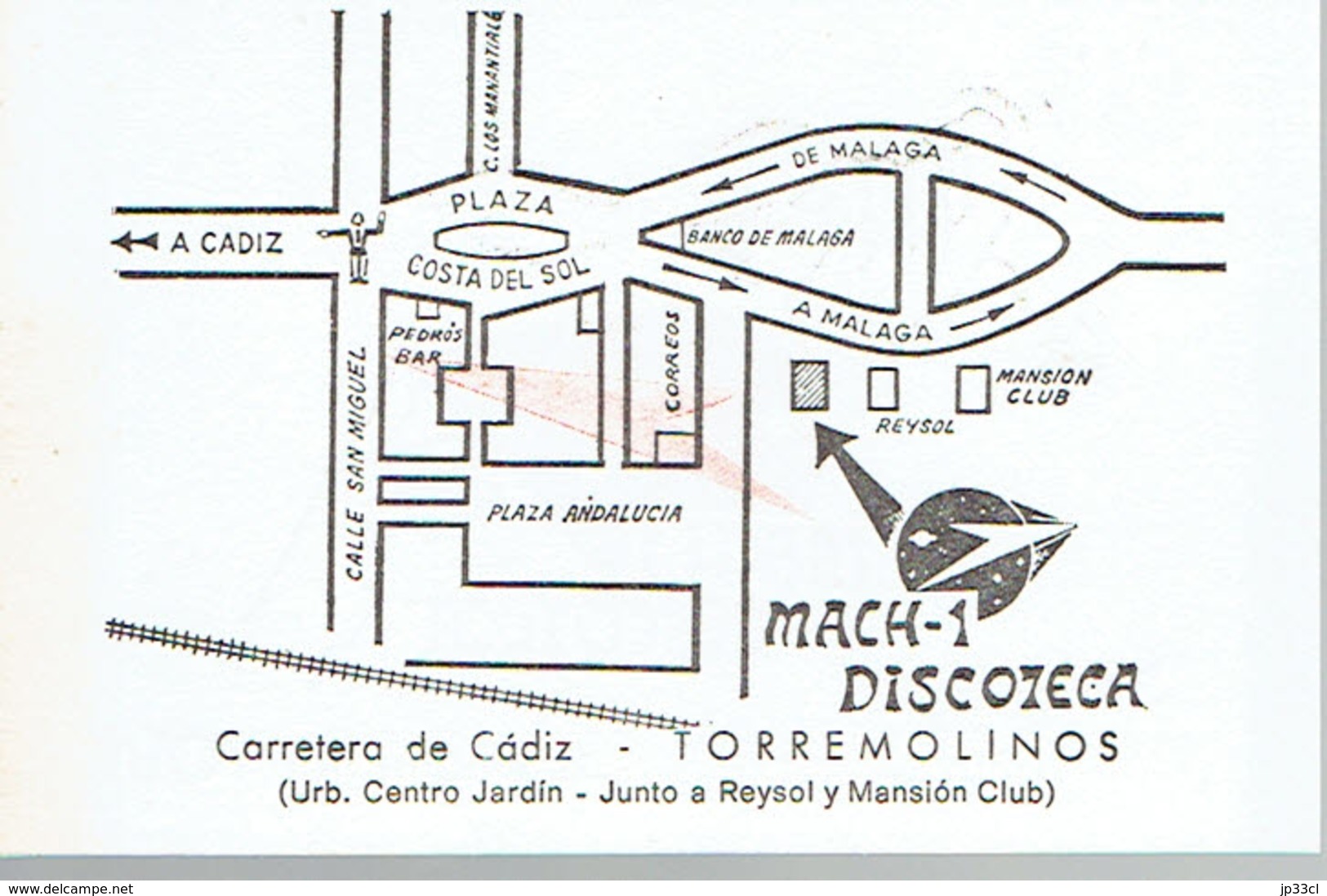 Carte De Visite Mach-1 Discoteca, Carretera De Cadiz, Torremolinos, Espagne (années 1970) - Visitekaartjes