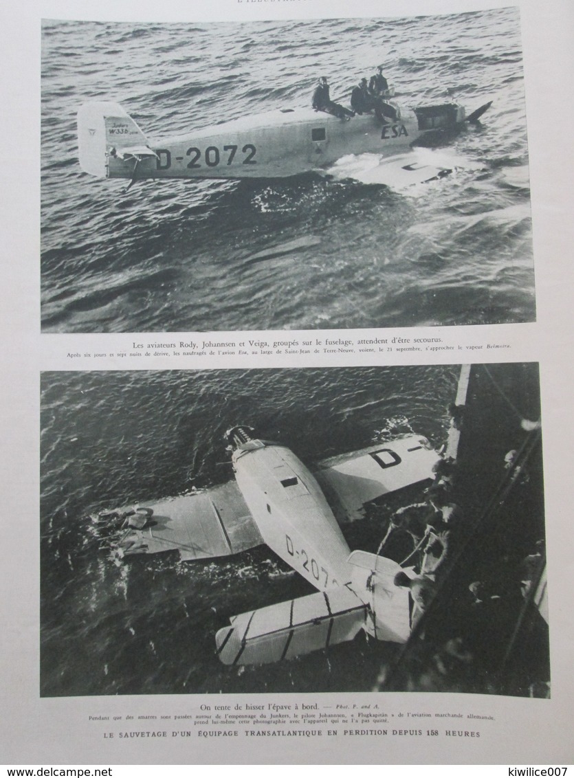 1931 Les Aviateurs  RODY  JOHANNSEN ET VEIGA   Sauvetage  équipage Transatlantique Dérive - Non Classés