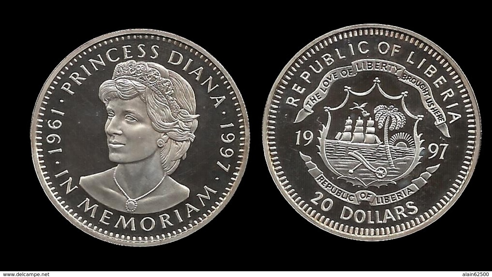 20 $ . DIANA 1997 . IN MEMORIAM . - Liberia