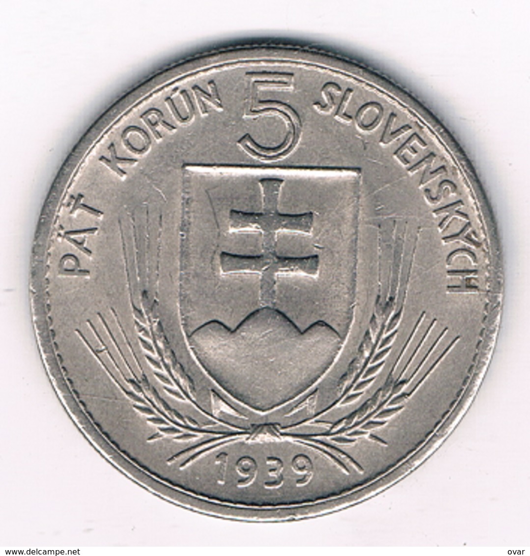 5 KORUN 1939 SLOWAKIJE /2901G/ - Slovaquie