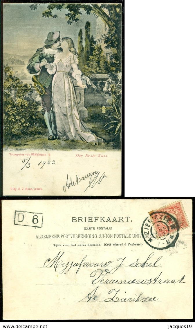 Deutschland 1902 Postkarte Trompeter Von Säkkingen "Der Erste Kuss" Mit Niederländische Marke - Autres & Non Classés