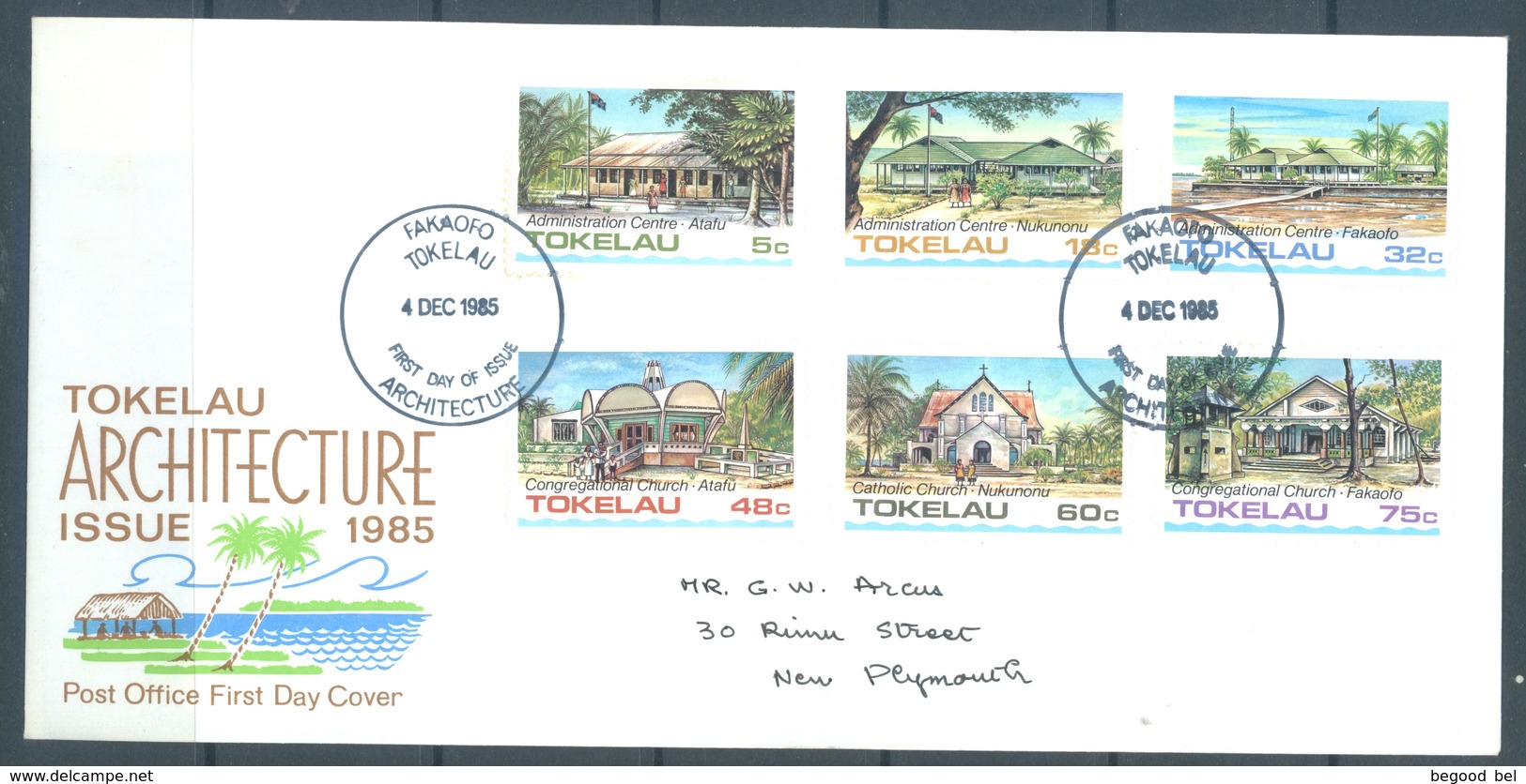 TOKELAU - 4.12.1985 - FDC -  ARCHITECTURE ISSUE - Mi 117-122 Yv 124-129 - Lot 16770 - Tokelau