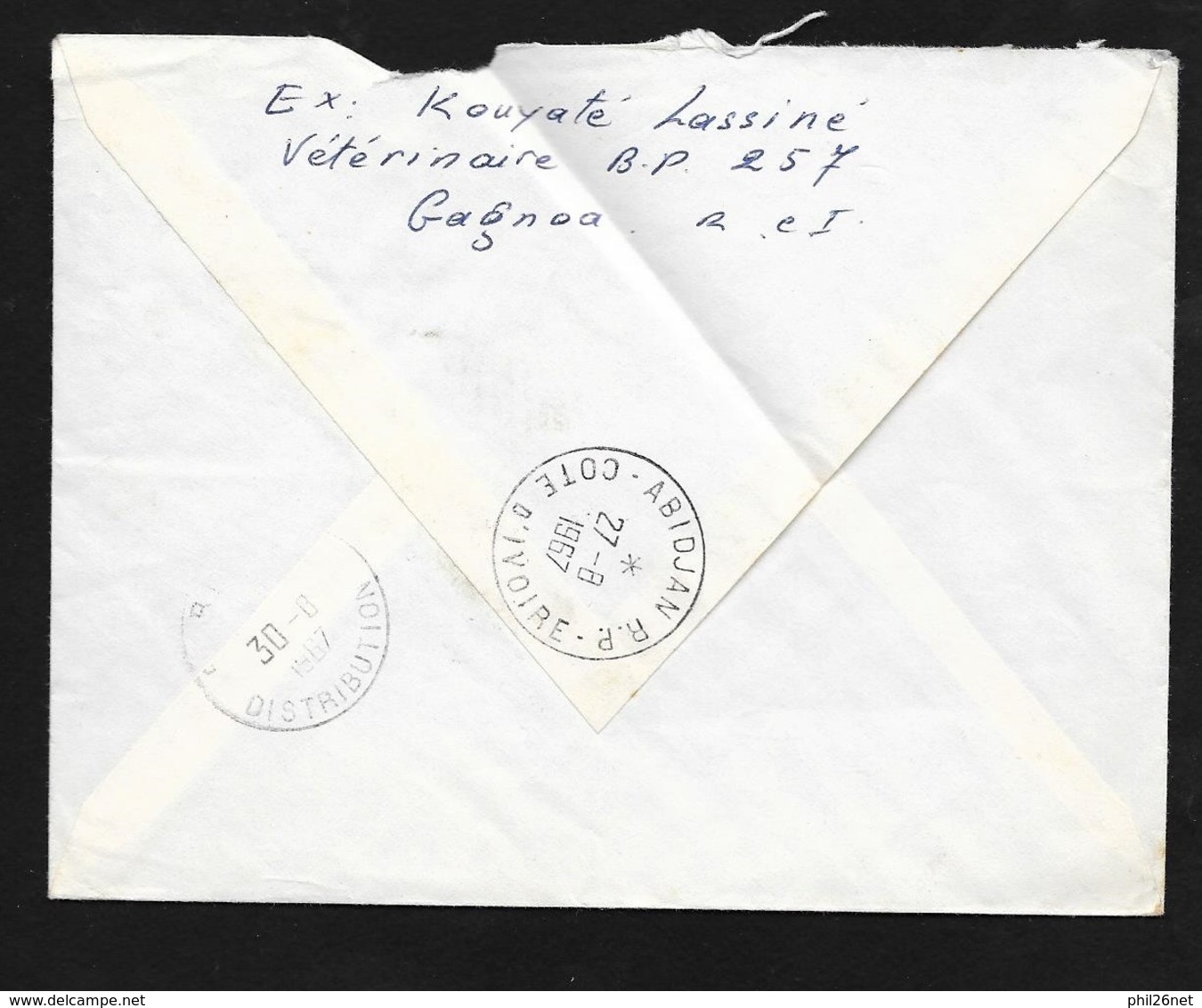 Côte D'Ivoire Lettre Recommandée Avion Gagnoa 25/08/1967 à Paris Le 30/8/1967 Via Abidjan N° 252  Poule De Rocher  B/TB - Costa De Marfil (1960-...)