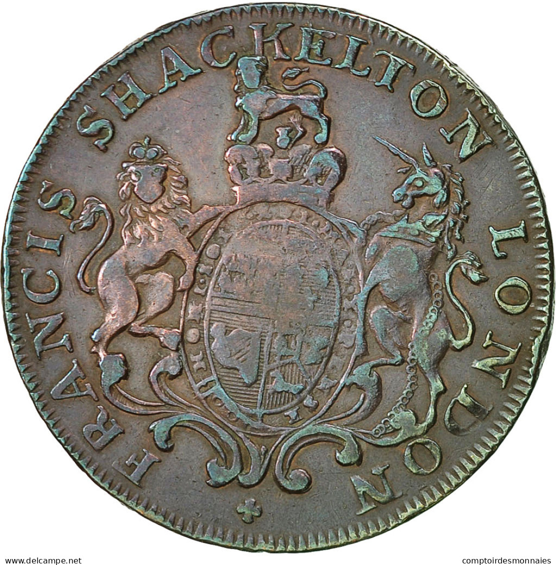 Monnaie, Grande-Bretagne, F Shackelton, Halfpenny Token, 1794, Middlesex, TTB - Other & Unclassified