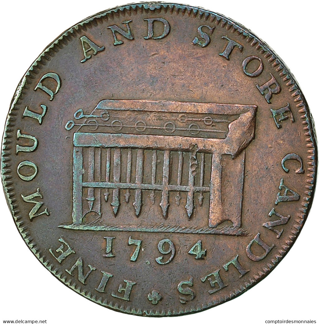 Monnaie, Grande-Bretagne, F Shackelton, Halfpenny Token, 1794, Middlesex, TTB - Sonstige & Ohne Zuordnung