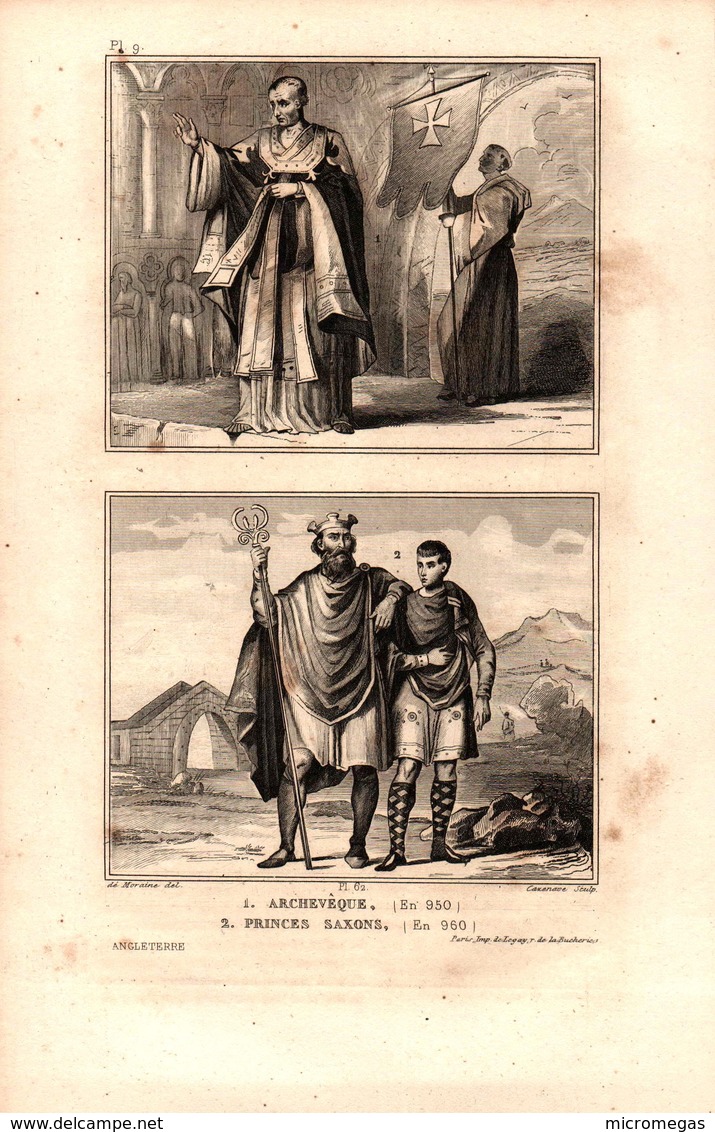 Angleterre - Archevêque (en 950) - Princes Saxons (en 960) - Prints & Engravings