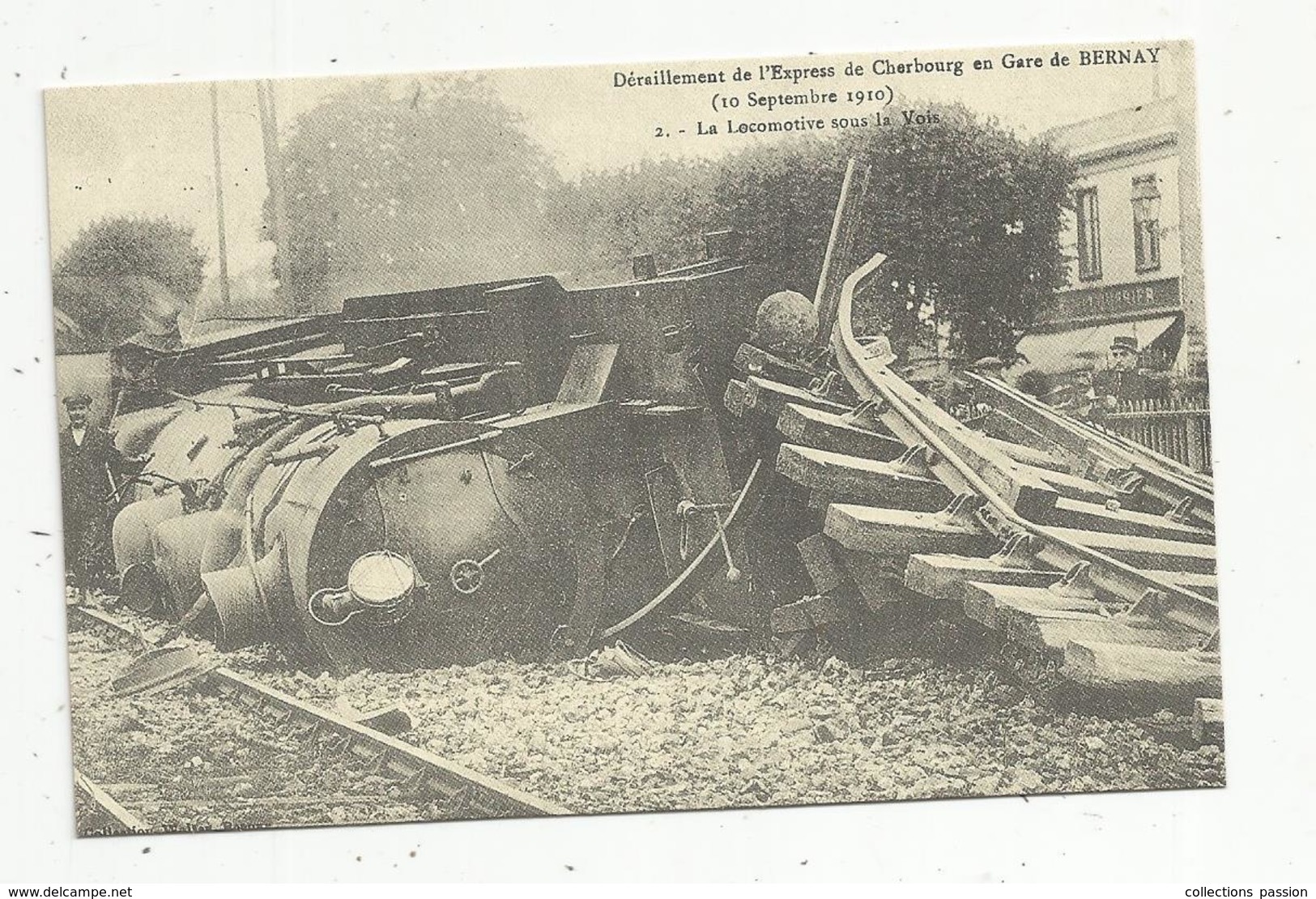 Reproduction De Cp,  CATASTROPHE, Déraillement Le L'express De Cherbourg En Gare De Bernay , Chemin De Fer - Katastrophen